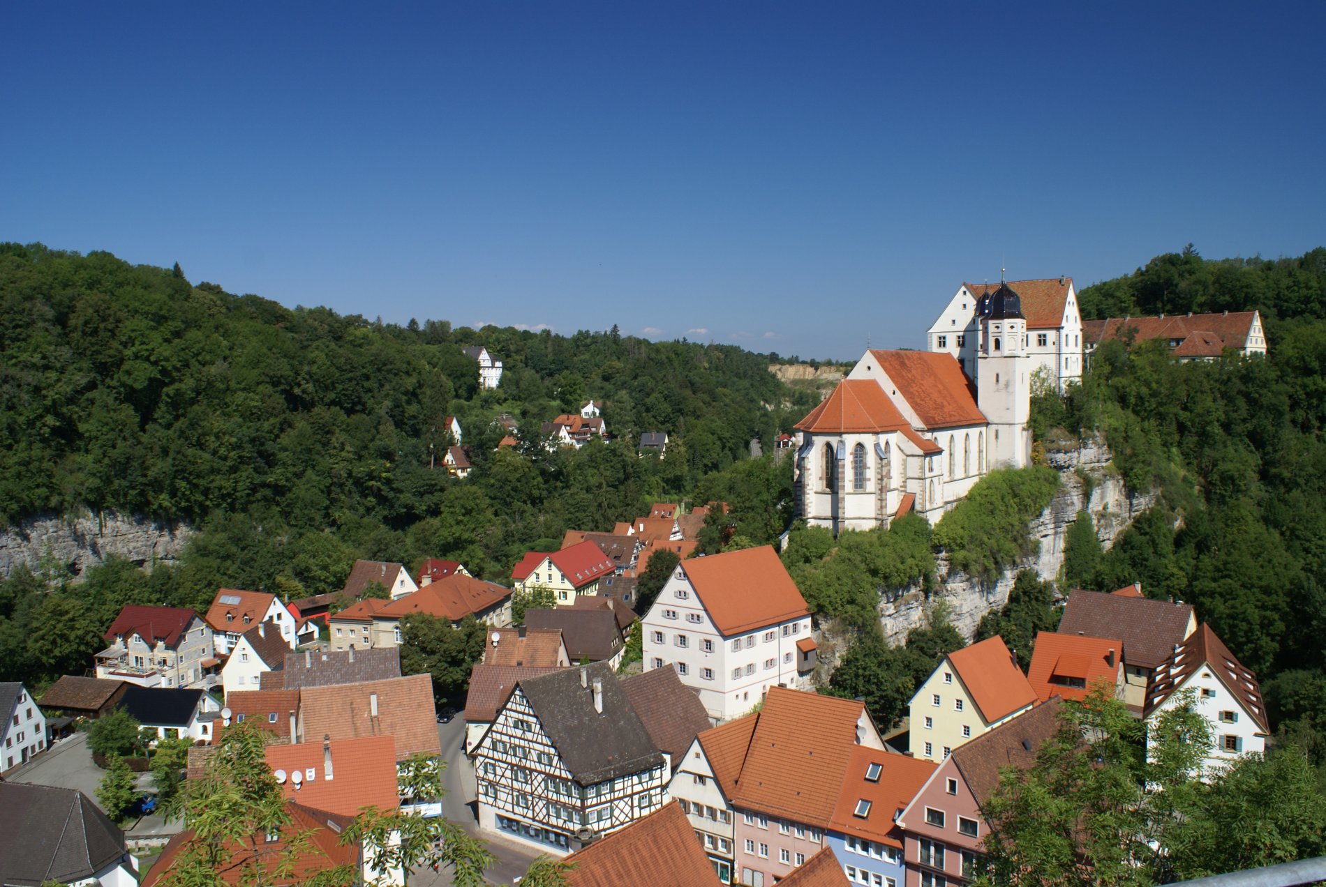 Blick auf die Haigerlocher Unterstadt und die Schlosskirche