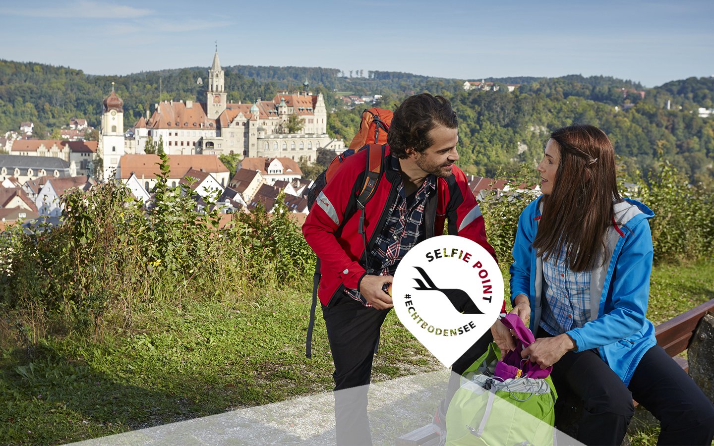 Fotopunkt mit Panoramablick auf die Stadt Sigmaringen
