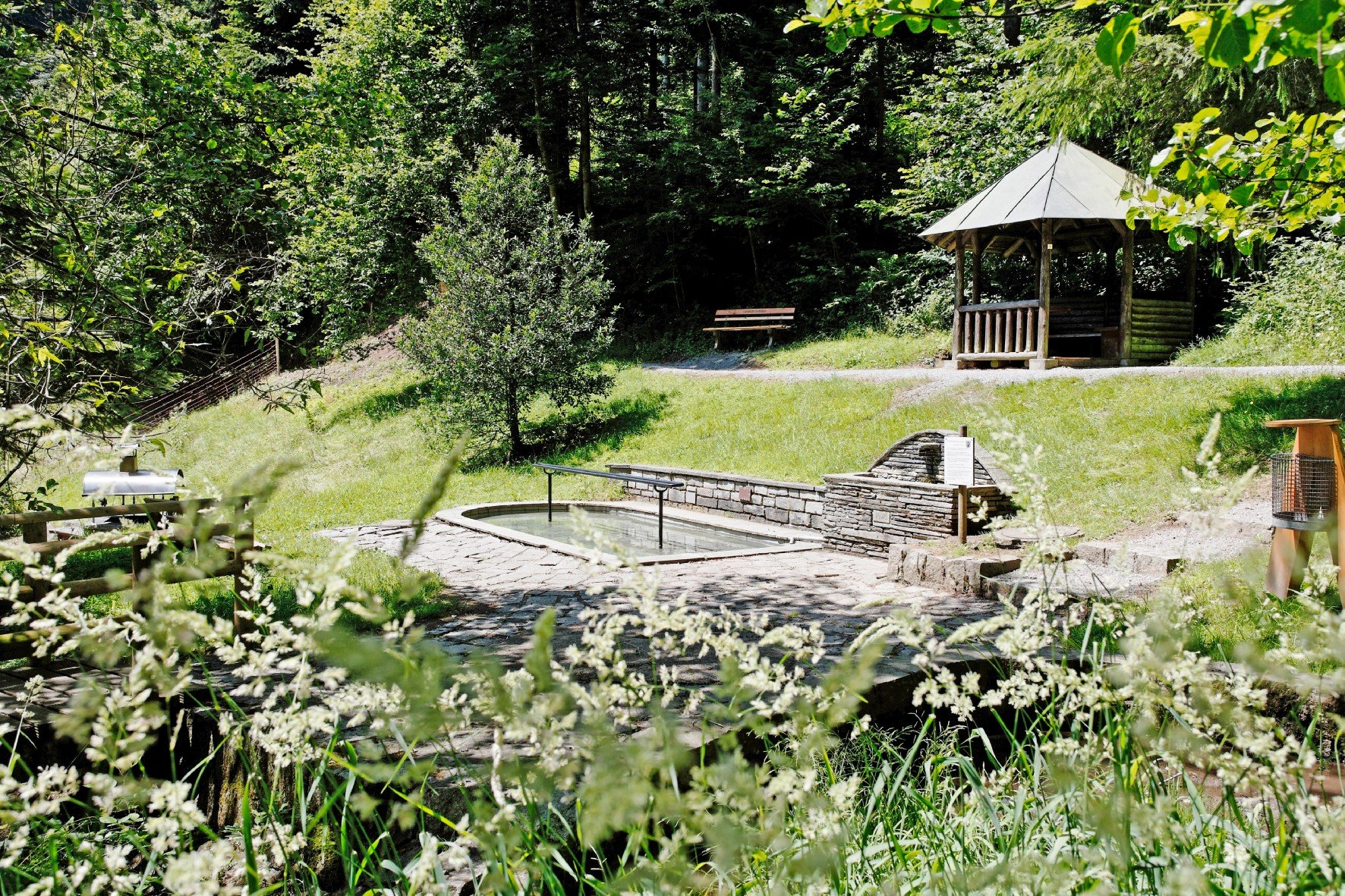 Die Walderholungsanlage mit Grillstelle, Pavillion Historische Mühle, Hütte und die bekannte Wassertretstelle