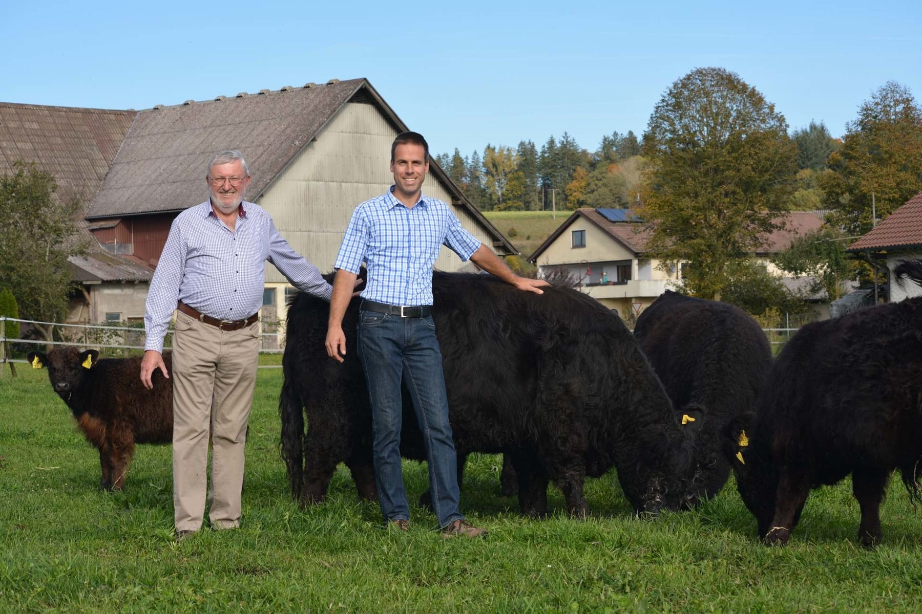 Peter Brodmann und Karl Götz mit ihren Galloway-Rindern