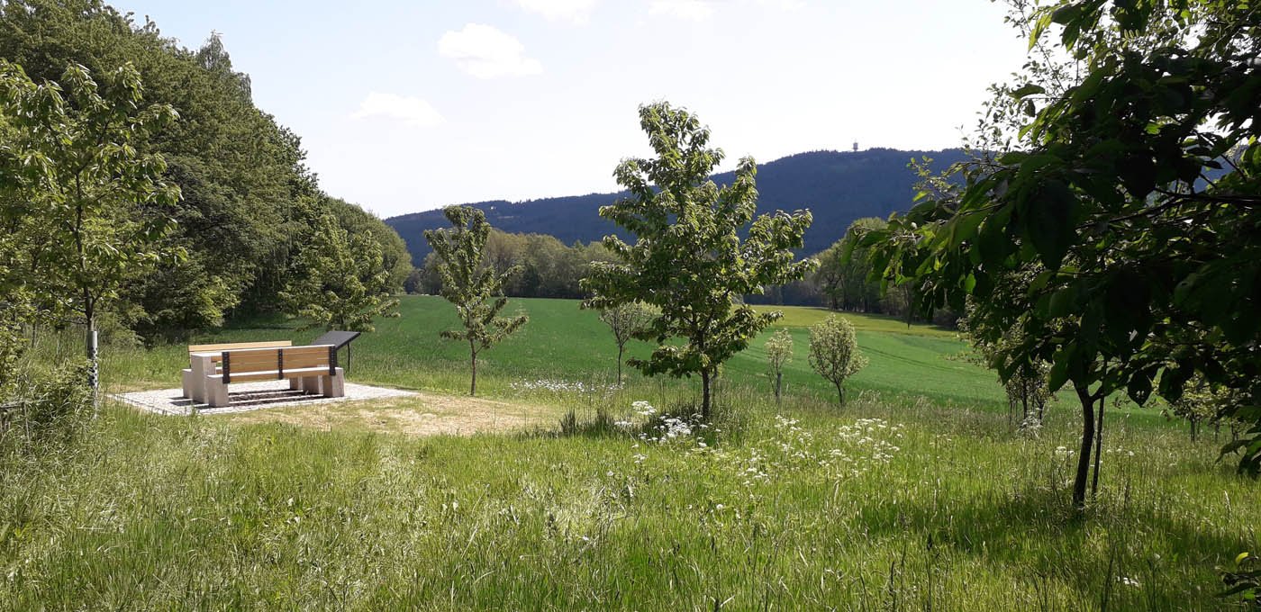 Einer der fünf Blickpunkte um Bad Neualbenreuth: Die Streuobstwiese nahe des Grenzlandturmes