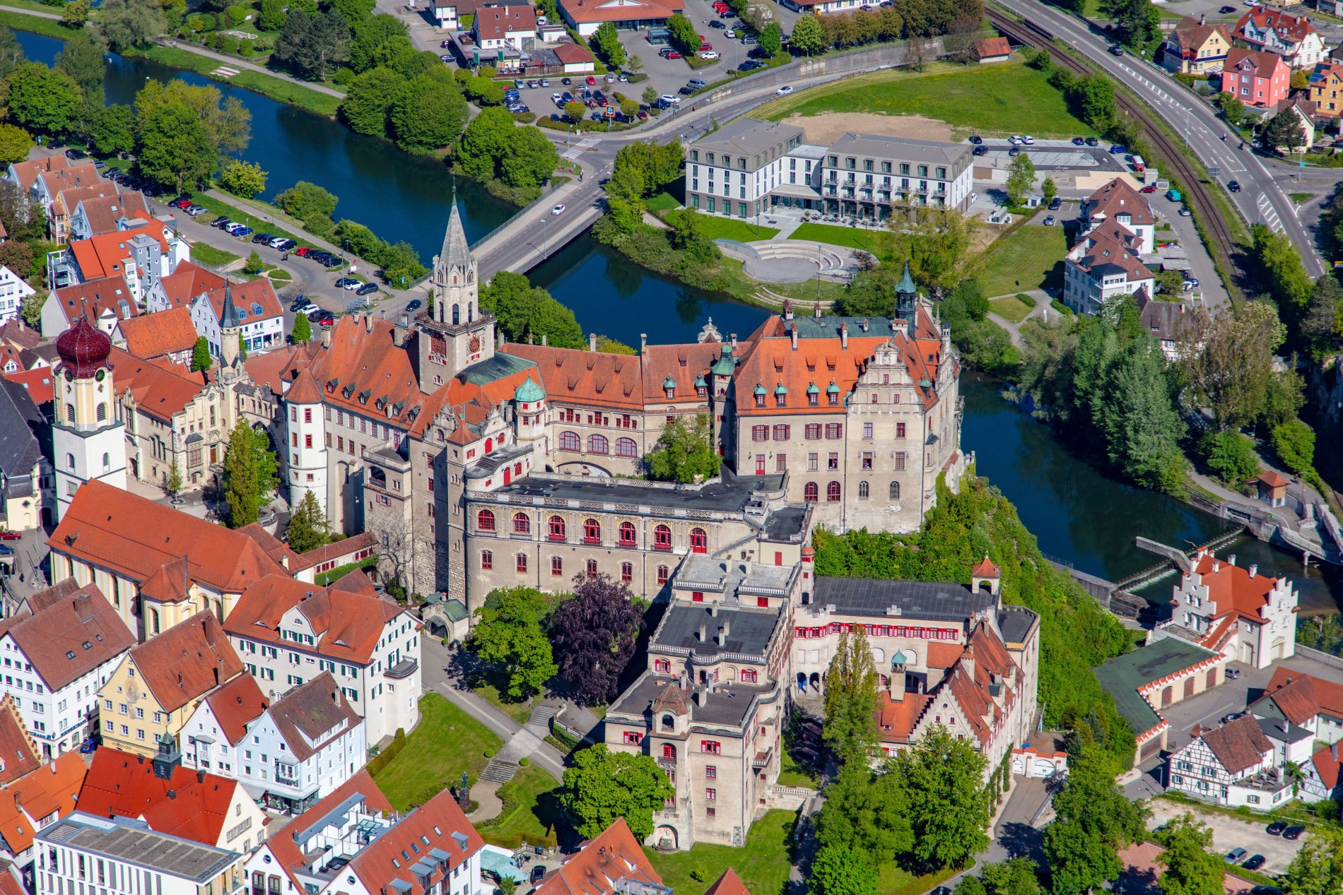 Das Hohenzollernschloss Sigmaringen aus der Vogelperspektive