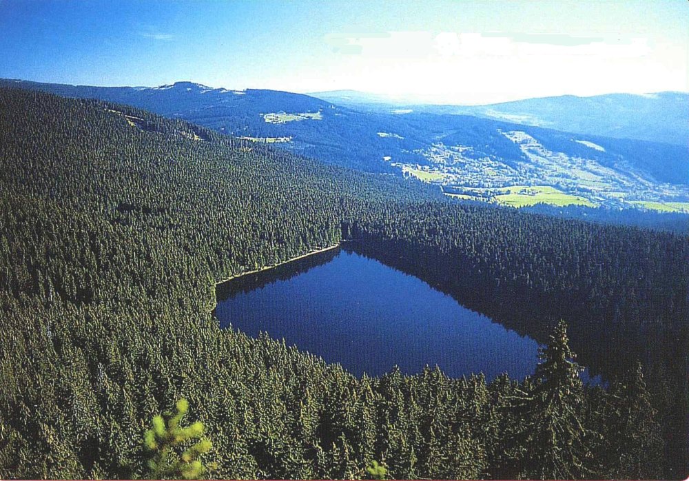 Blick auf den Čertovo jezero (Teufelssee) bei Železná Ruda im Böhmerwald