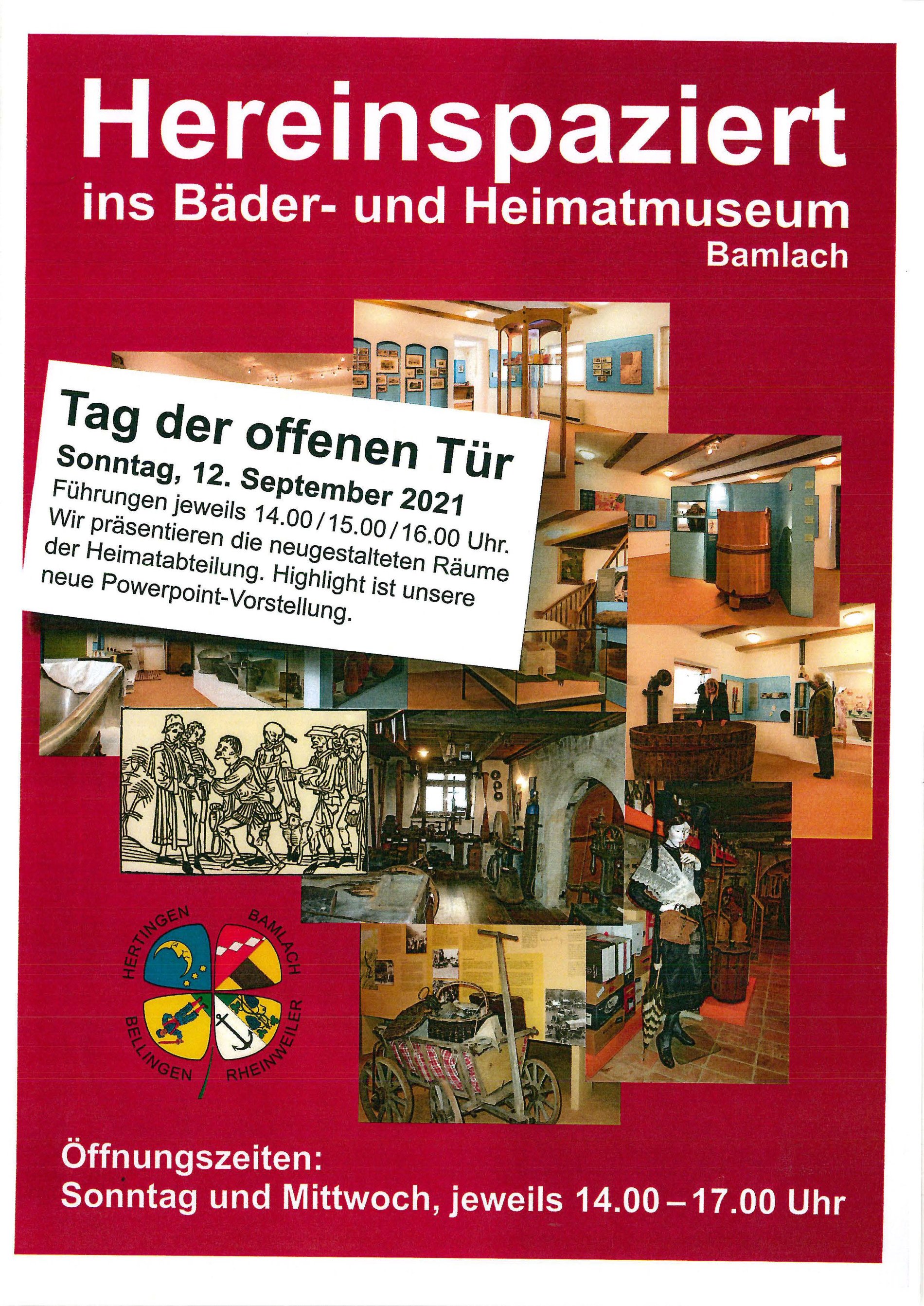Plakat Tag der offenen Tür im Bäder- und Heimatmuseum