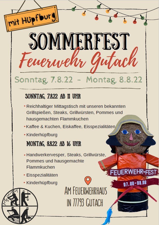 Plakat Sommerfest Feuerwehr Gutach / Urheber: Freiwillige Feuerwehr Gutach