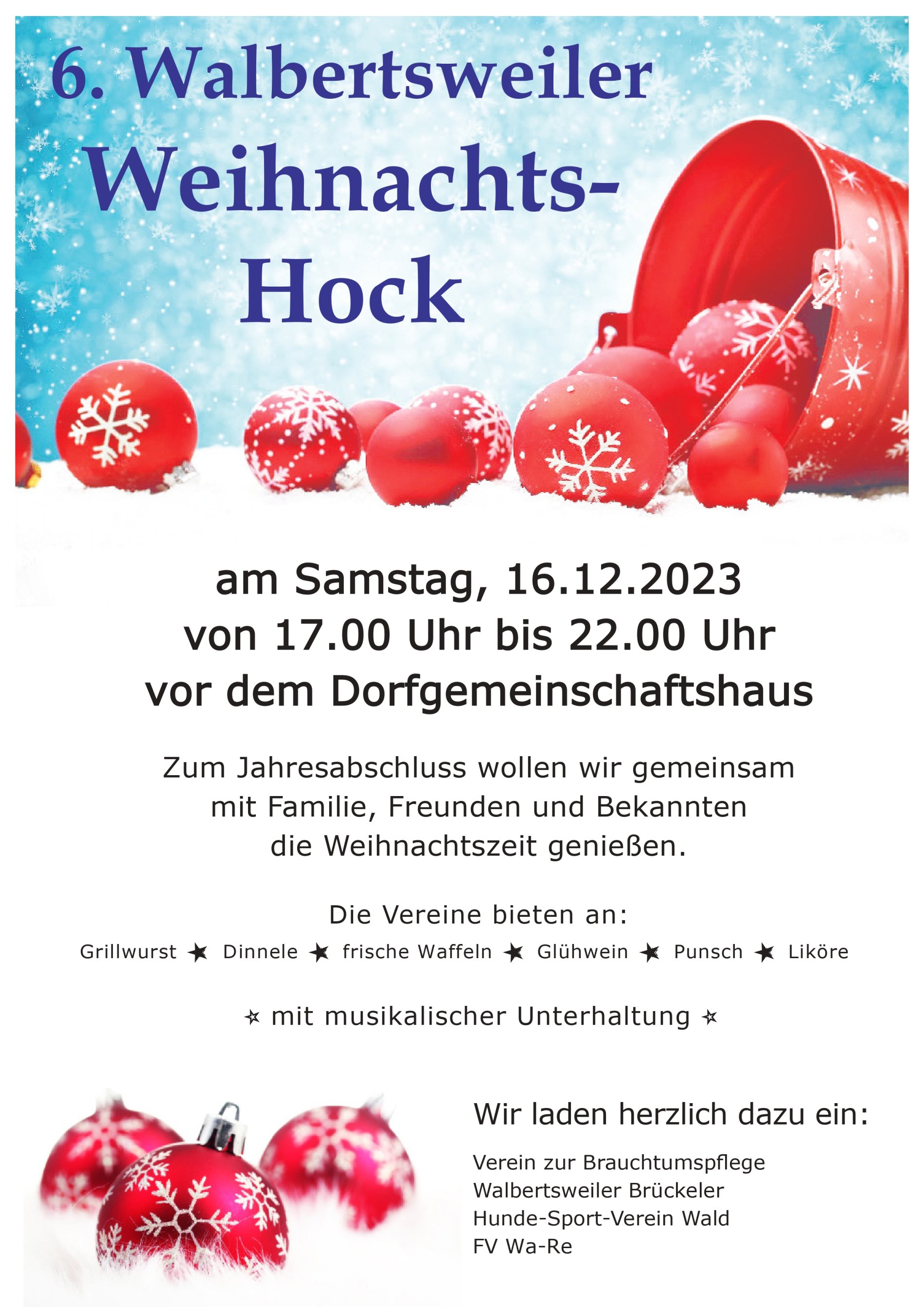 Plakat des Walbertsweilers Weihnachtshock 2023