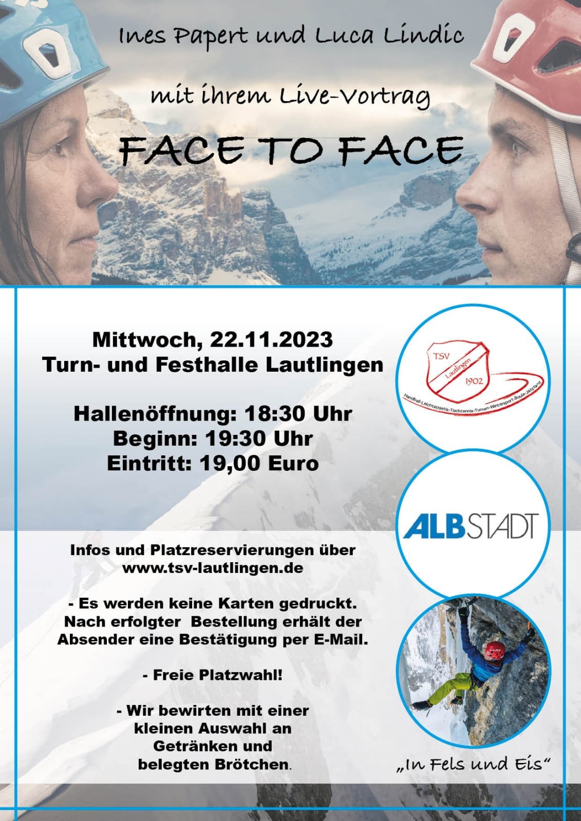 Infoplakat für den Live-Vortrag Face to Face