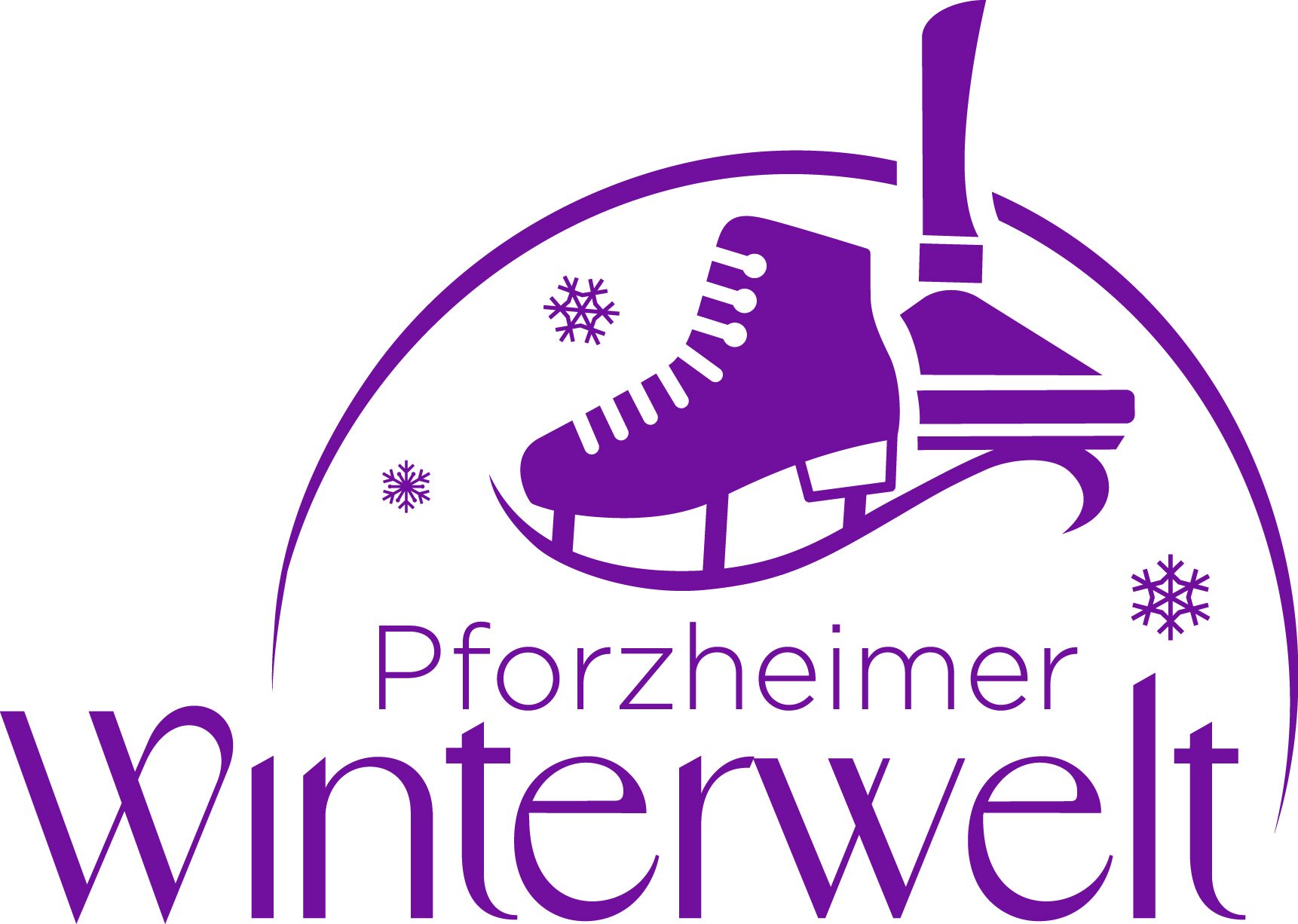Grafik mit Schlittschuh und Schrift "Pforzheimer Winterwelt"