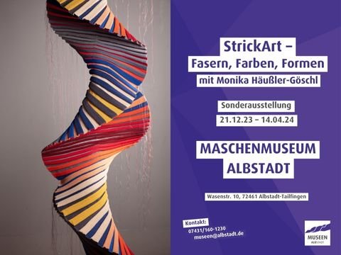Flyer der Sonderausstellung StrickArt im Maschenmuseum Albstadt