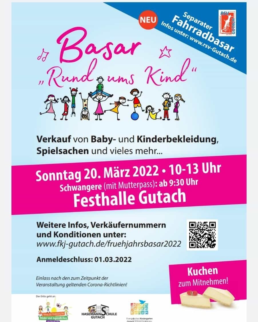 Plakat Basar "Rund ums Kind" / Urheber: Verein zur Förderung der Kinder und Jugendlichen in Gutach e.V.