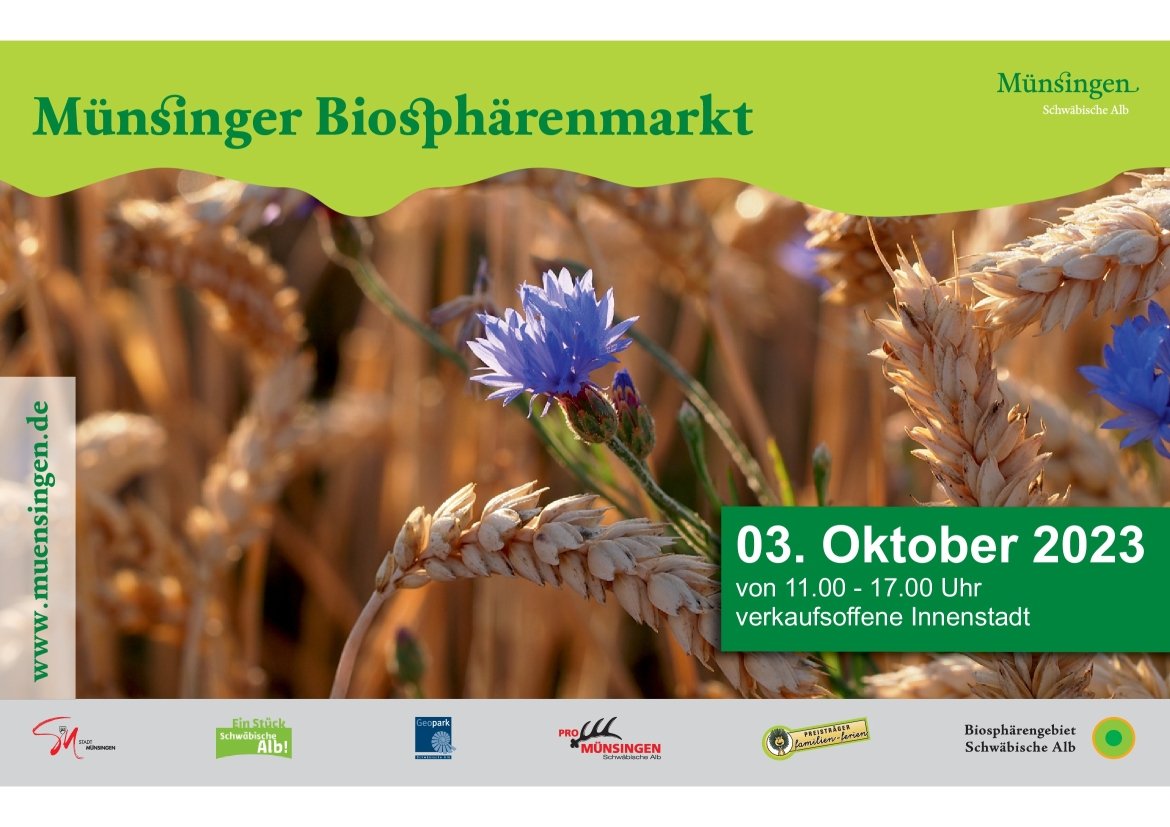 Biosphärenmarkt mit verkaufsoffenem Feiertag in Münsingen im Biosphärengebiet Schwäbische Alb.
