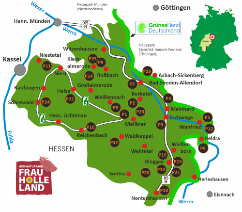 Übersicht zertifizierte Wanderwege im Geo-Naturpark Frau-Holle-Land