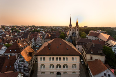 Ausblick vom Blauen Turm - Stadtansicht mit Rathaus | Bad Wimpfen / Odenwald