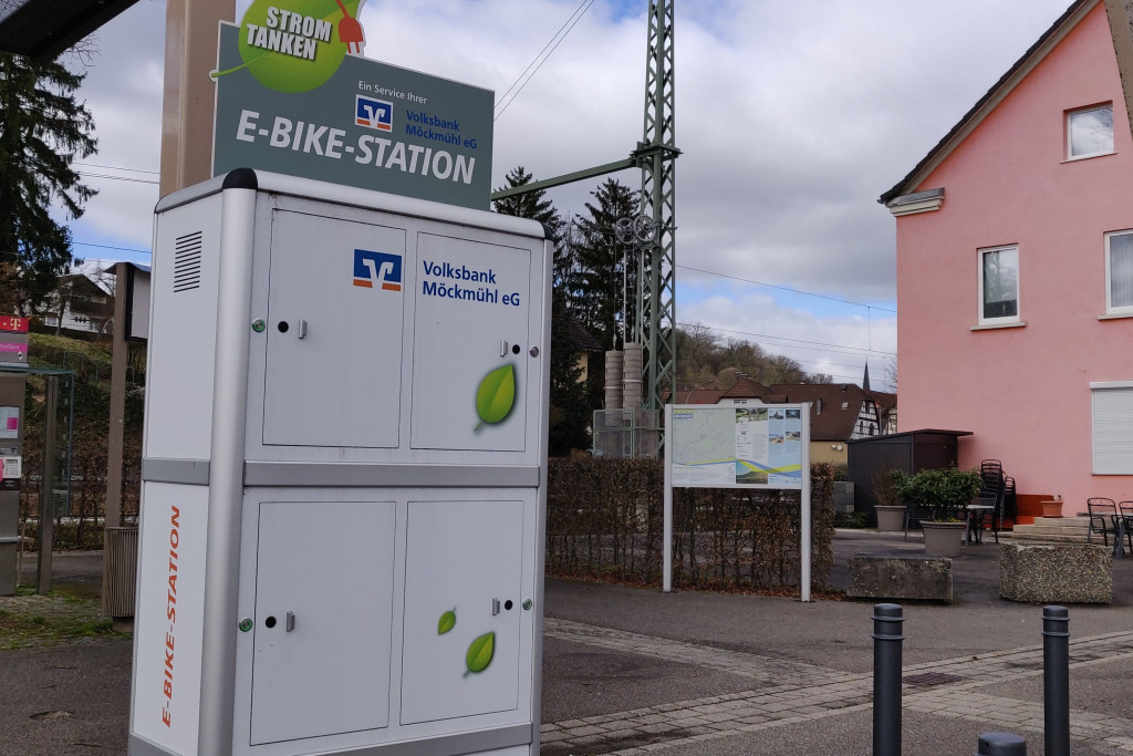 E-Bike-Ladestation am Bahnhof Möckmühl | Kocher-Jagst-Radweg | HeilbronnerLand