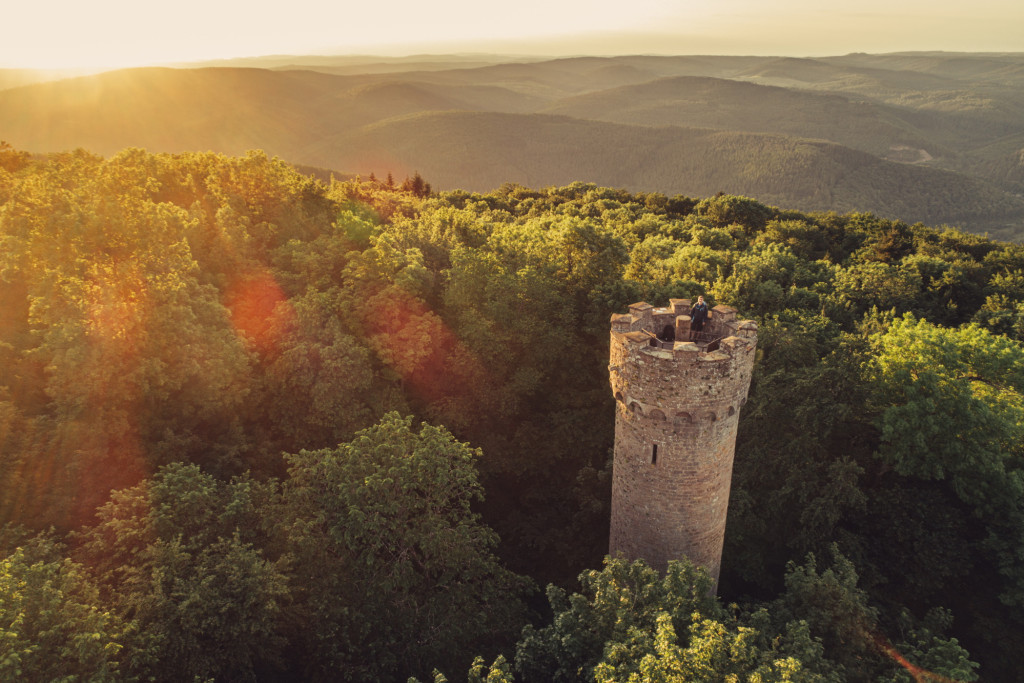 Katzenbuckel-Turm im Sonnenuntergang / Odenwald