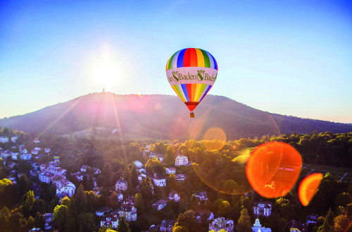 Colourful balloon above Baden-Baden's exclusive residential area