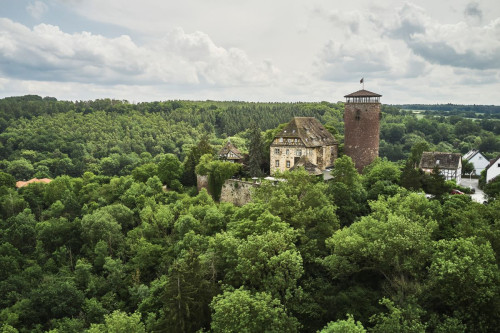 Burg Trendelburg aus der Luft