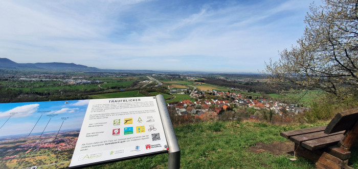 Aichelberg Aussichtspunkt mit Traufblicker-Tafel [Copyright: Landkreis Göppingen]